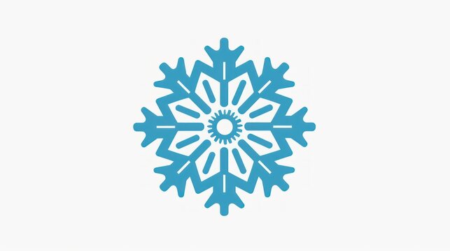 Blue snowflake graphic on white background for seasonal holiday design - Powered by Adobe