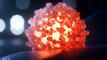 Detailed microscopic view of a cancer cell with internal light source