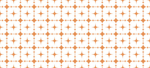 Seamless Soft Orange and White Geometric Pattern, Digital Abstract Star and Diamond Grid Motif for Warm Seasonal Backgrounds and Textile Design