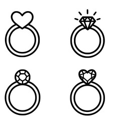 Icon for Valentine's Day, 4 ring illustrations, outline version