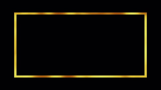 Elegant gold frame border animation with glowing metallic edges for luxury video titles