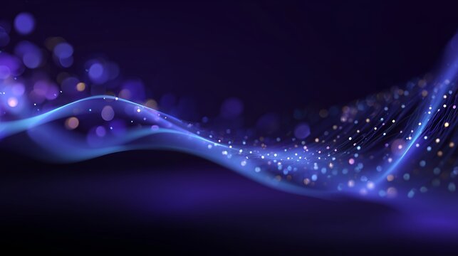 Abstract digital wave with glowing particles on a dark background - Powered by Adobe
