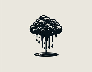 Electric creature Eleking standing with sharp lightning form in bold black vector logo illustration