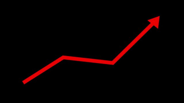 Bright red upward arrow featuring bold directional emphasis, designed for navigation, warning indicators, and UI graphics, showcasing vivid color intensity with strong visual impact for modern guidanc