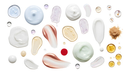 Cosmetic Swatch Collection: Cream, Serum, Gel, Oil, and Sugar Scrubs