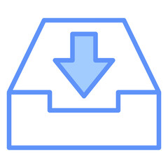 Inbox Outline Blue Color Icon