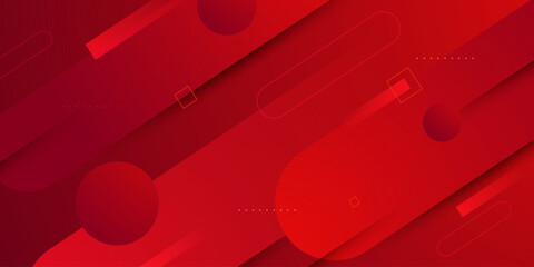 Abstract red dynamic shapes color background design. Simple and trendy banner background concept.