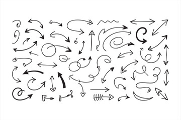Obraz premium Curved and Swirled Sketch Arrows for Infographics, Creative Layouts, and Guides