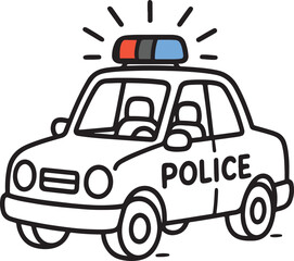Cute Police Car Line Art Drawing for Kids Coloring © Julfiker25