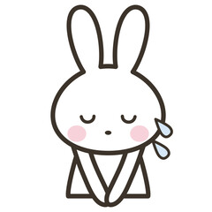 謝るかわいいうさぎのキャラクターの上半身イラスト