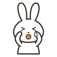悲しくて泣いているかわいいうさぎのキャラクターの上半身イラスト