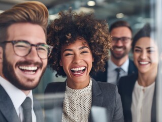 Candid encounter of colleagues in a modern office glass wall view business meeting professional environment