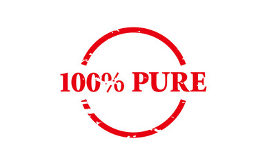 100% PURE - Red Rubber Stamp with text 100% PURE
