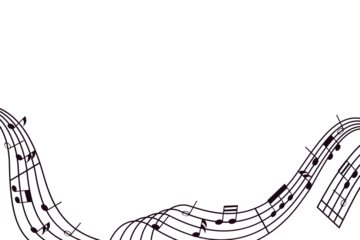 Wavy musical staff with black notes forming a harmonious border, perfect for music-themed designs