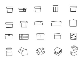 set of outline gifts on white background