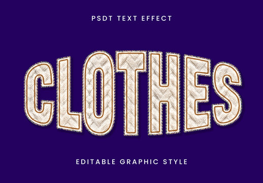 Beige And White Clothes Fabric Text Effect Patch Embroidery Font