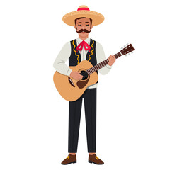 Man Wearing Sombrero Playing Guitar
