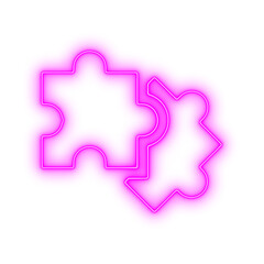Modern pink luminous cogwheel in pieces, a sign for a process malfunction