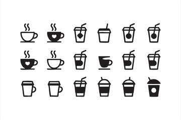 Vector coffee and drink icons for café menus, beverage branding, and food-service graphics