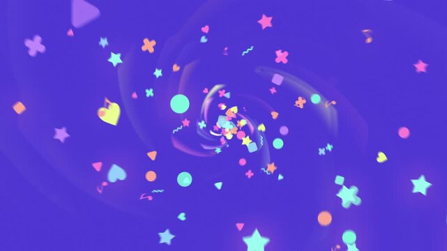ハート・星・音符などのカラフルでハッピーなアニメーション　ツイストスパーク　ループ