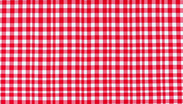 Classic red gingham tablecloth, seamless repeating pattern of woven squares, rustic, gingham texture
