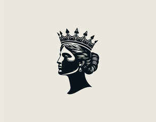 Queen Head Sculpture black vector logo illustration