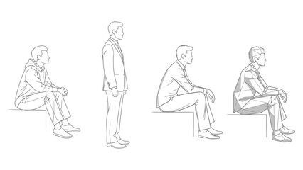 Sequential Steps of a Person Sitting and Standing Ergonomic Posture Demonstration