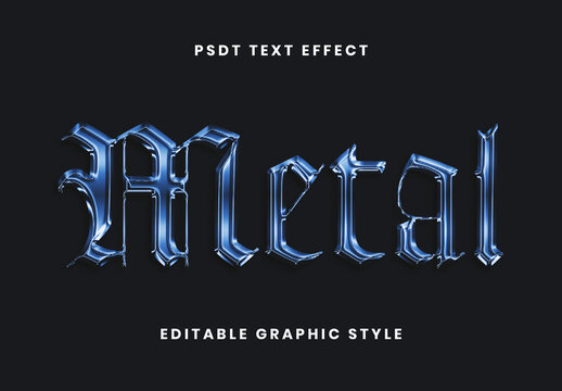 Blue Iridescent Metal Text Effect Gothic Chrome Font
