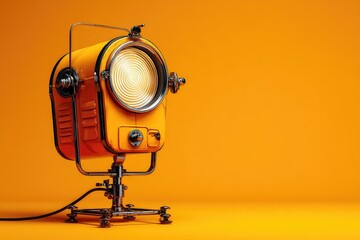Retro yellow spotlight on orange background
