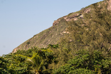 View of Pontal Stone in Recreio dos Bandeirantes, Rio de Janeiro.