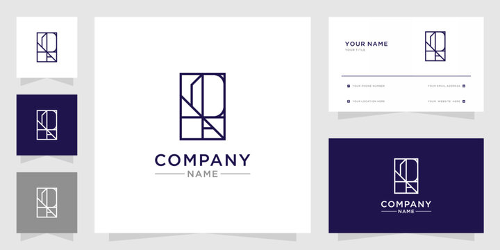 Modern Geometric Line Art Logo and Business Card JRA Letters