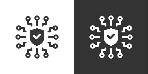 Digital Cyber Security icon. Solid glyph series icon