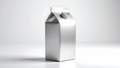 Silver carton with screw cap on white
