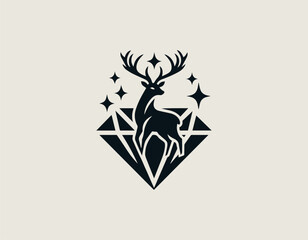 Diamond Deer black vector logo illustration