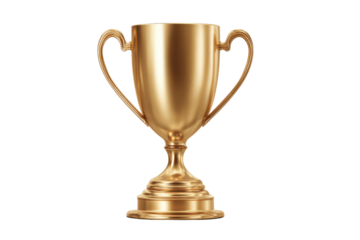 Gleaming golden trophy with two handles on a black background award winner, Isolated On Transparent Background, Png Cut Out