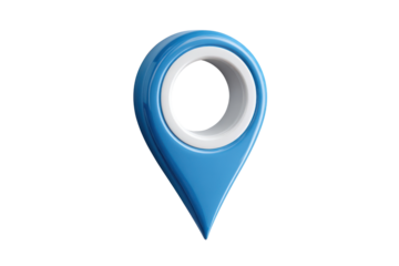 Blue and white 3 D map pin location marker isolated on black image, Isolated On Transparent Background, Png Cut Out