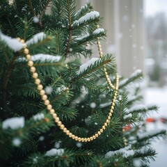 Decorated Christmas tree with festive ornaments
