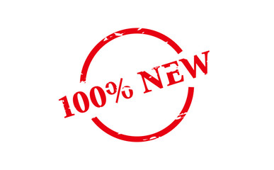 100% NEW - Red Rubber Stamp with text 100% NEW
