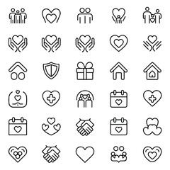 Fototapeta premium “Minimalist Family & Care Outline Icon Set – Thin Line Vector Pack”