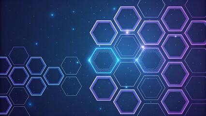 Abstract technology background with glowing hexagons and interconnected lines forming futuristic network design for digital data visualization