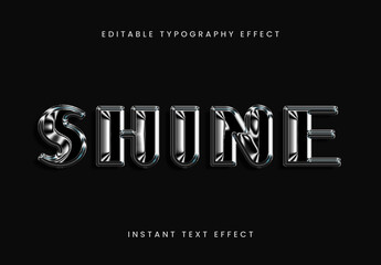 Black And Silver Growing Metallic Chrome 3D Text Effect Decorative Shiny Polished Font