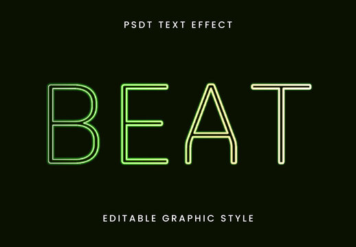Green Gradient Thin Neon Text Effect Outline Glow Font
