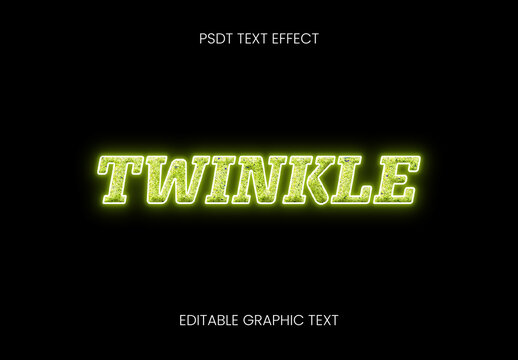 Green Neon Glow Glitter Text Effect Shiny Outline Font