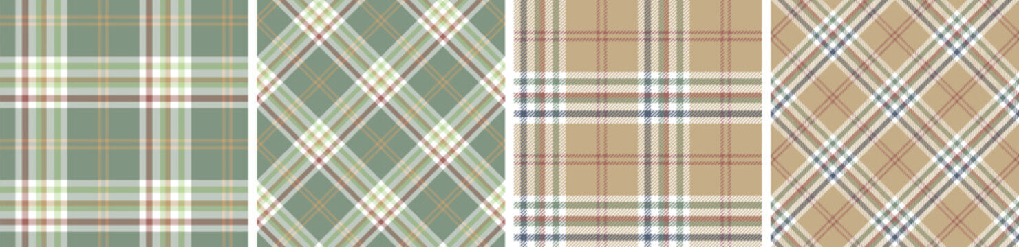 plaid and tartan pattern set.checkered fabric texture background.