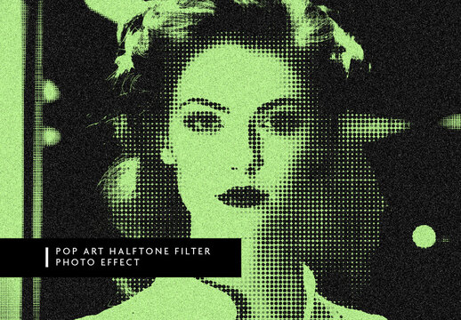 Green And Black Pop Halftone Photo Effect