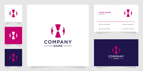 butterfly letter h logo design and business card