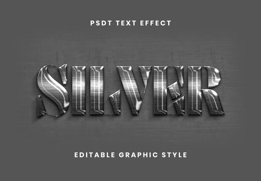 Silver Reflective Metal Concrete Text Effect Metallic 3D Silver Font