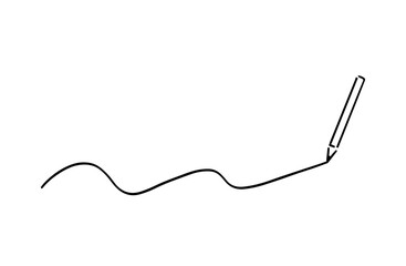 波型の短い落書き風手書き線と鉛筆・線画