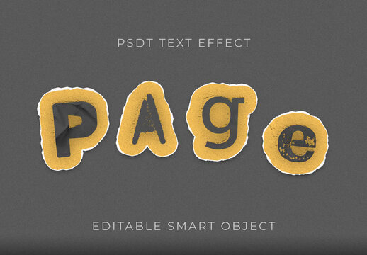 Yellow And Gray Cut Paper Text Effect Vintage Scrapbook Ripped Font
