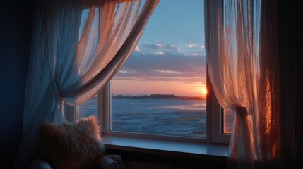 A Serene Sunset View: Closing the Curtains on a Day at the Beach, Embracing the Beauty of Daily Life through Narrative Series